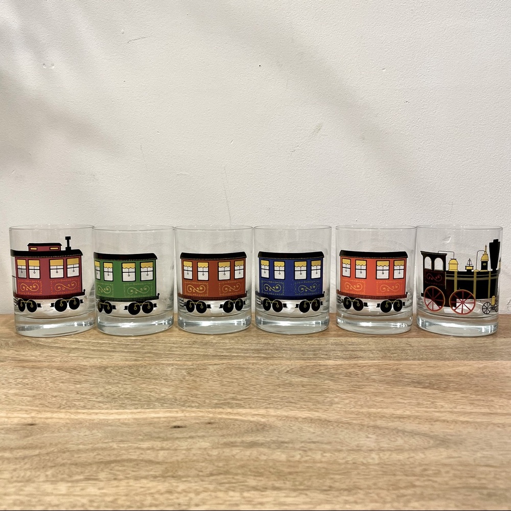 Cera Train Set vintage Glasses (all aboard collection) RARE